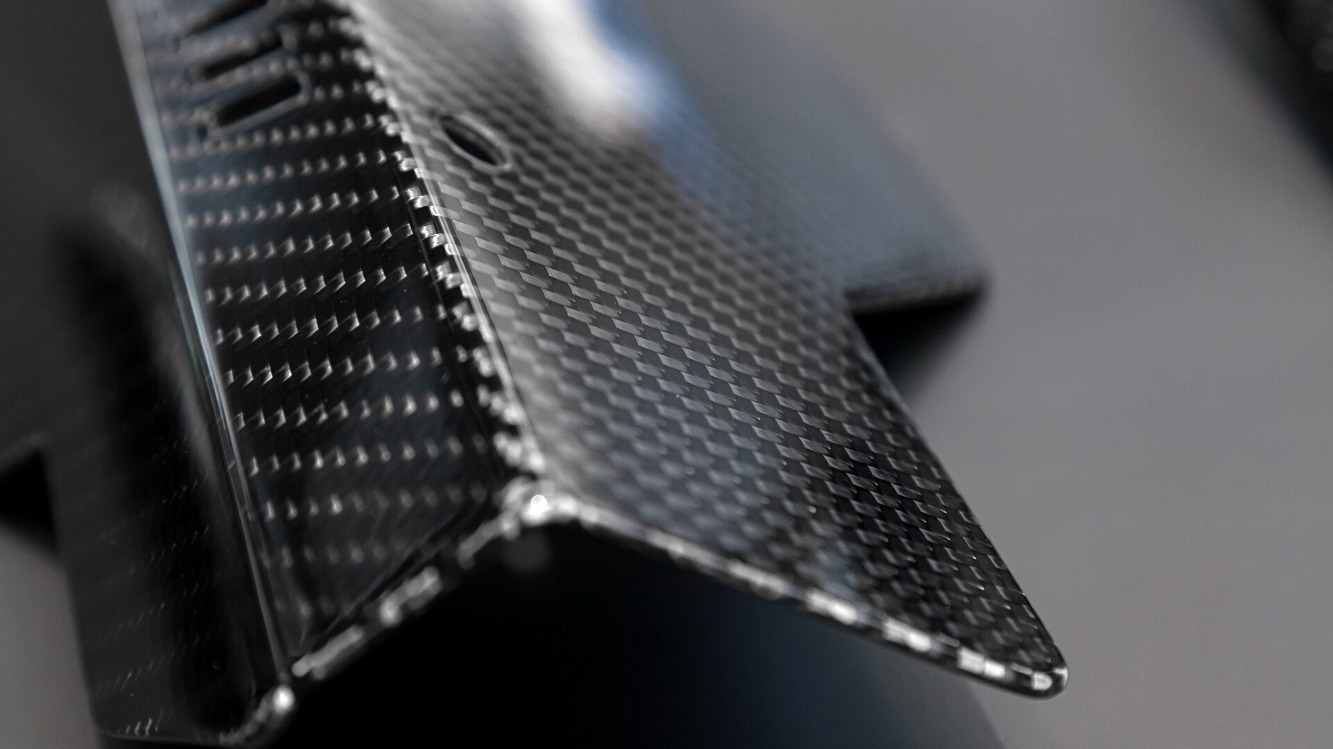 Upclose of composite material that has been finished